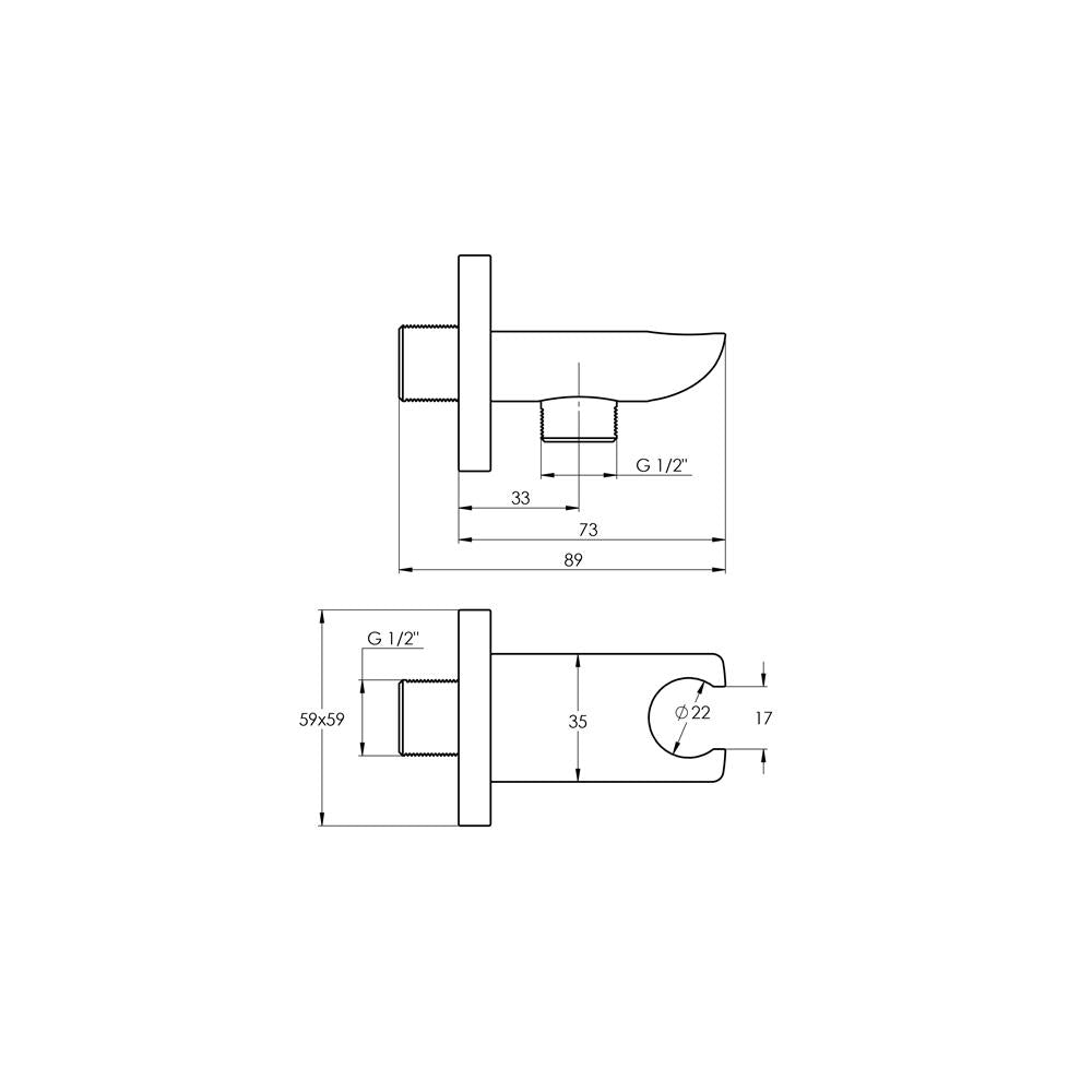 Treos Brausewandhalter mit Brauseanschlussbogen