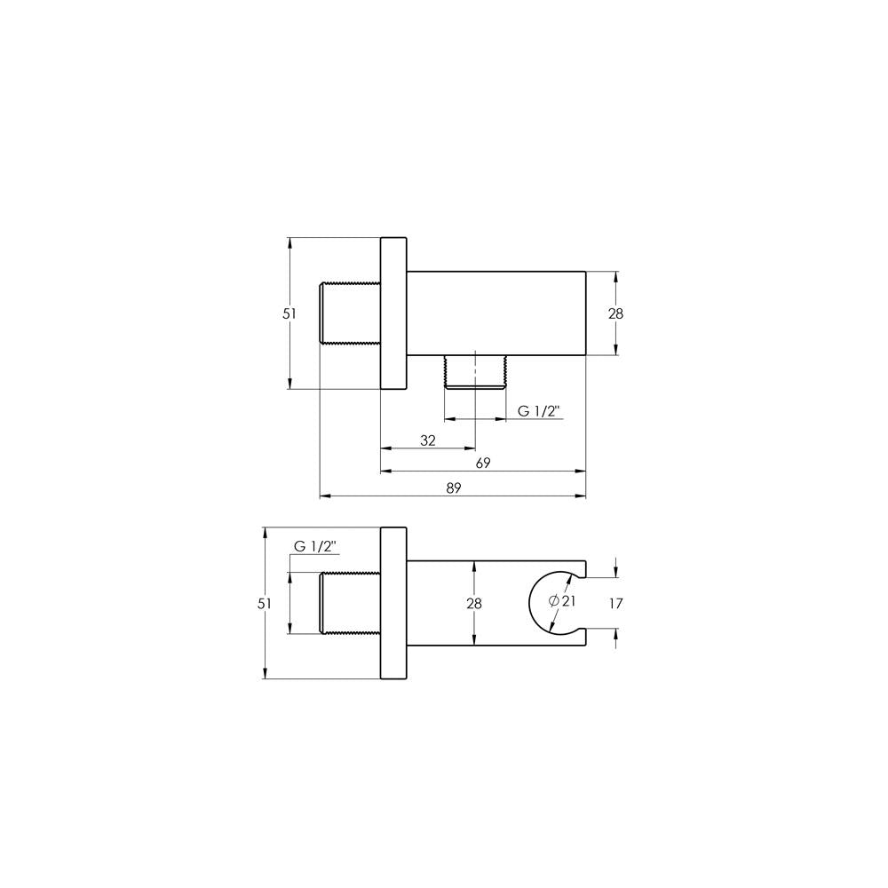 Treos Brausewandhalter mit Brauseanschlussbogen