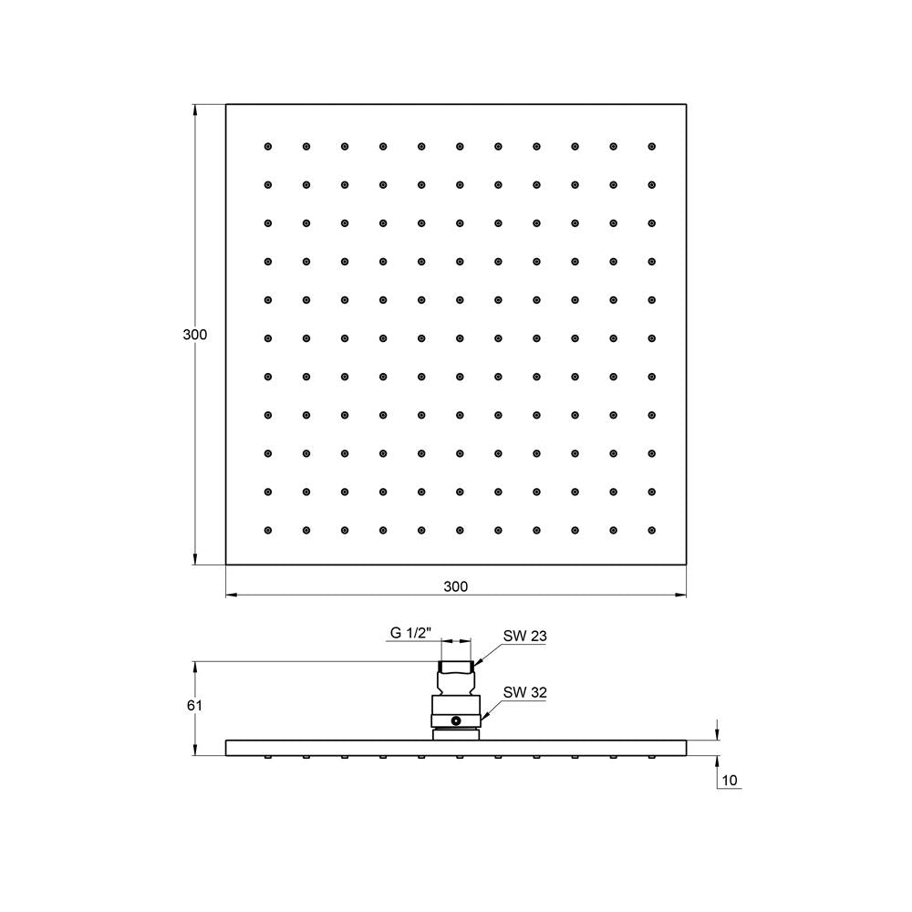 Treos Regenbrause 300 x 300 Black